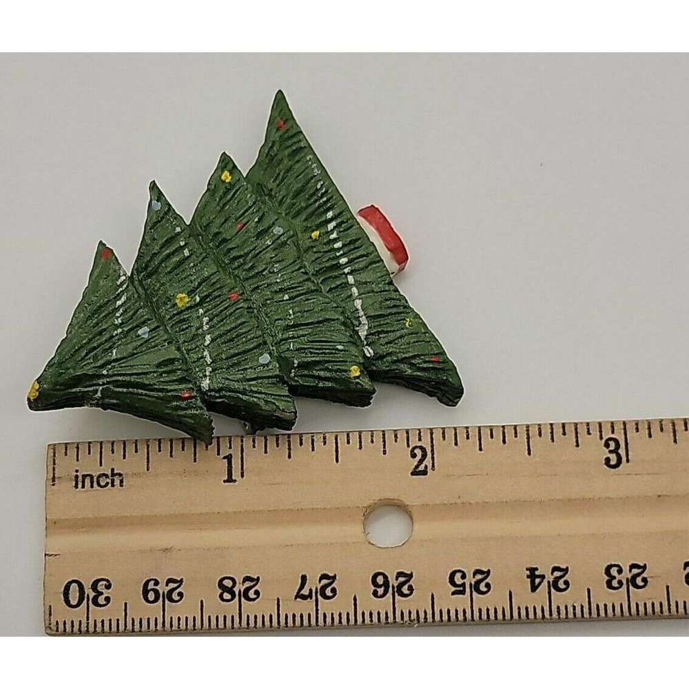 hand‎ made painted carved wood Christmas Tree brooch pin - Picture 5 of 5